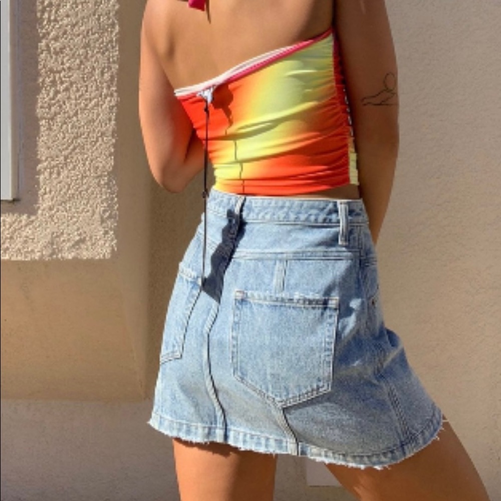 Abercrombie & Fitch High Rise Acid Wash Denim Mini Skirt - Picture 2 of 13